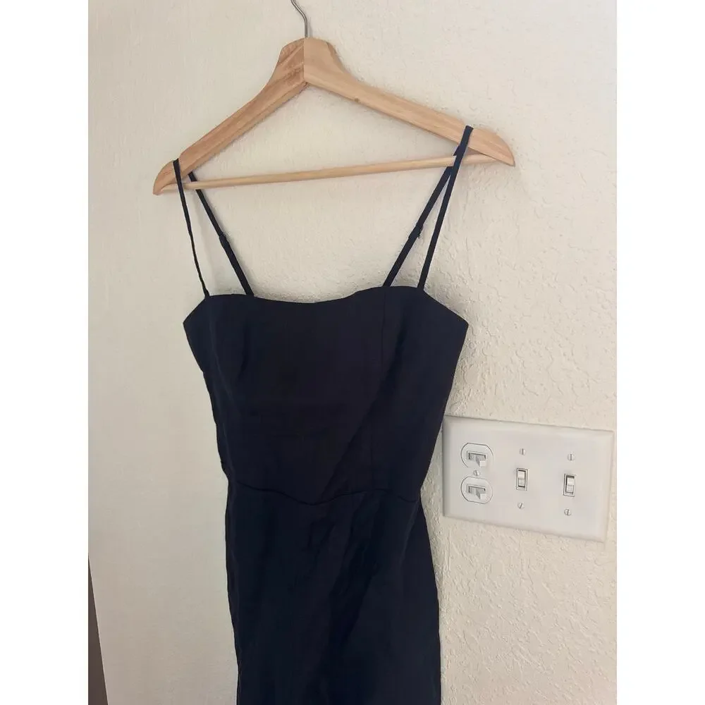 REFORMATION Overland Linen Jumpsuit in Black Size 4